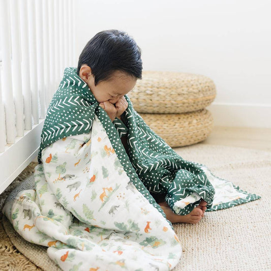 Forest Friends + Mudcloth Classic Muslin Super Snuggle Blanket