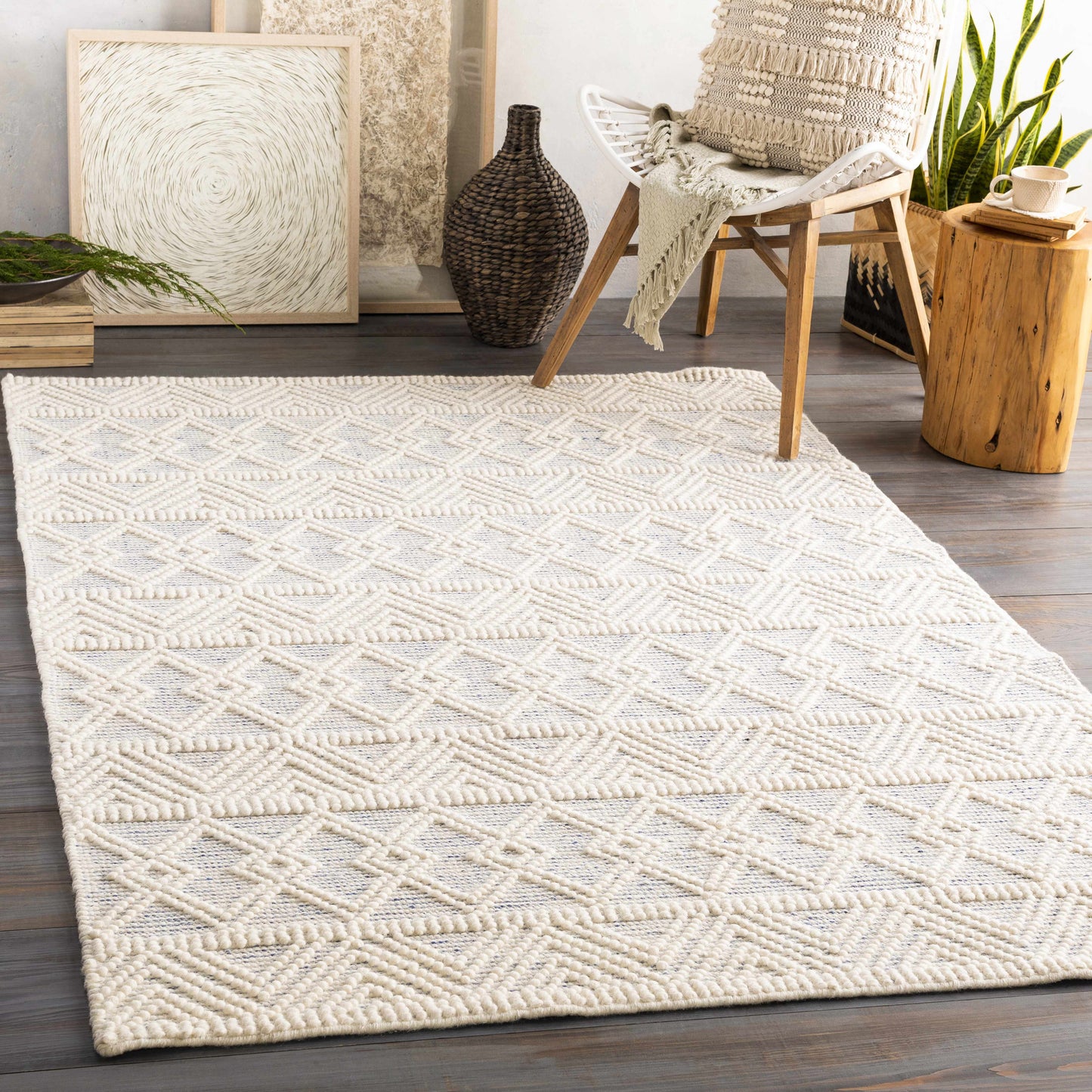 Ginter Handmade Beige Area Rug - Clearance