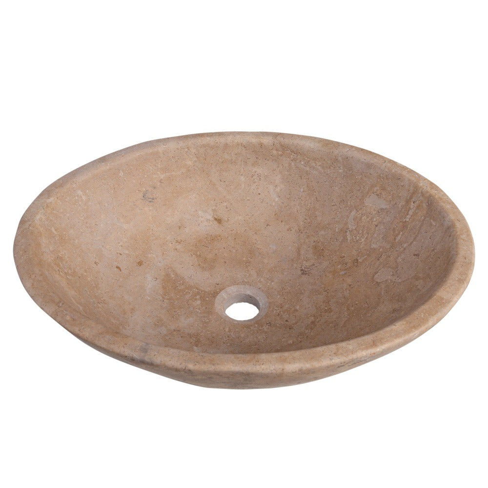 Karina Walnut Travertine Natural Stone Vessel Sink Honed and Filled  (W)16" (L)20.5" (H)6"