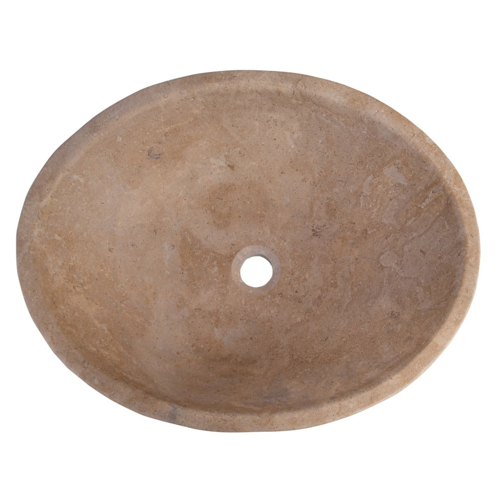 Karina Walnut Travertine Natural Stone Vessel Sink Honed and Filled  (W)16" (L)20.5" (H)6"