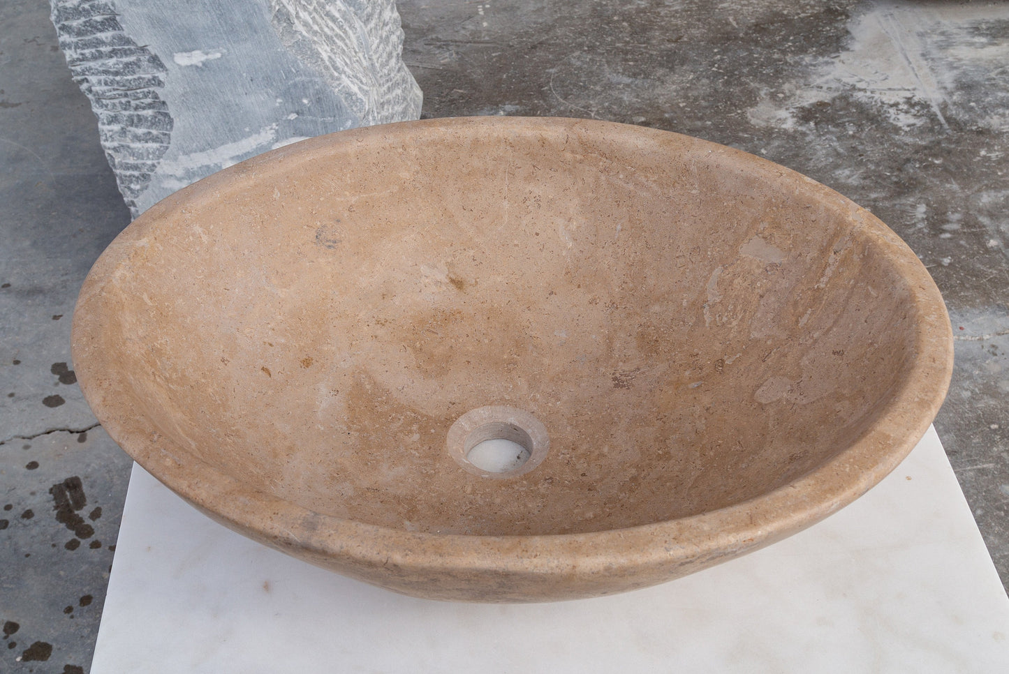 Karina Walnut Travertine Natural Stone Vessel Sink Honed and Filled  (W)16" (L)20.5" (H)6"