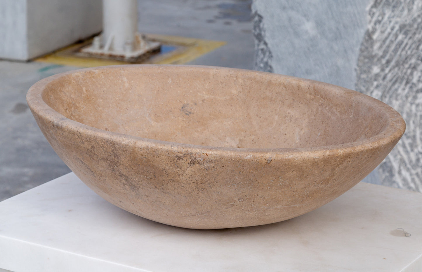 Karina Walnut Travertine Natural Stone Vessel Sink Honed and Filled  (W)16" (L)20.5" (H)6"