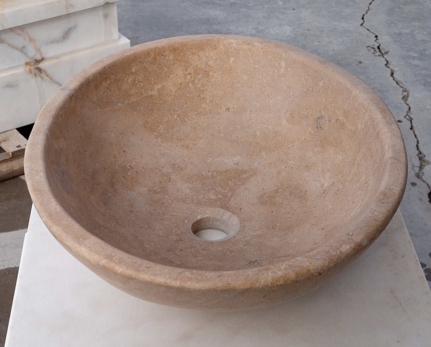 Karina Walnut Travertine Natural Stone Vessel Sink Honed and Filled  (W)16" (L)20.5" (H)6"