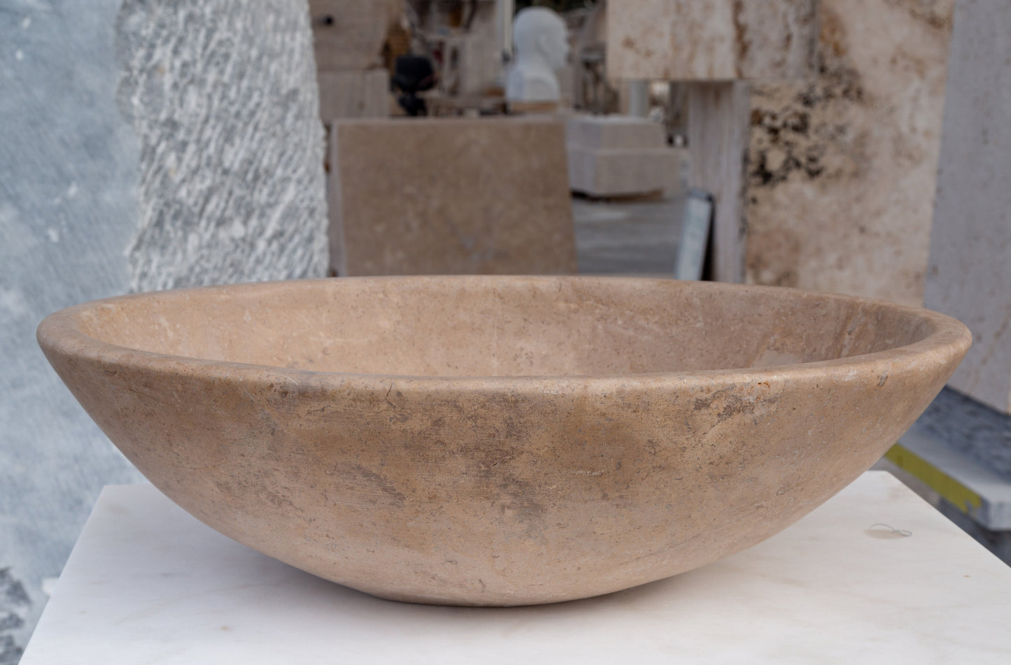 Karina Walnut Travertine Natural Stone Vessel Sink Honed and Filled  (W)16" (L)20.5" (H)6"