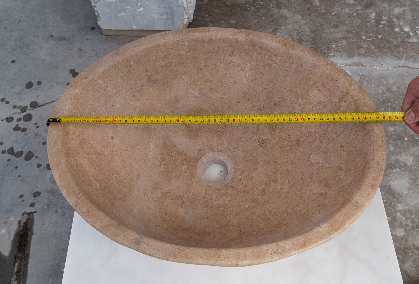 Karina Walnut Travertine Natural Stone Vessel Sink Honed and Filled  (W)16" (L)20.5" (H)6"