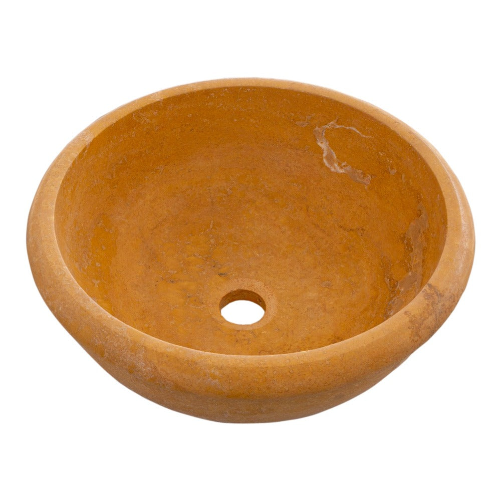 Natural Golden Sienna Natural Stone Vessel Sink Honed and Filled  (D)16" (H)6"