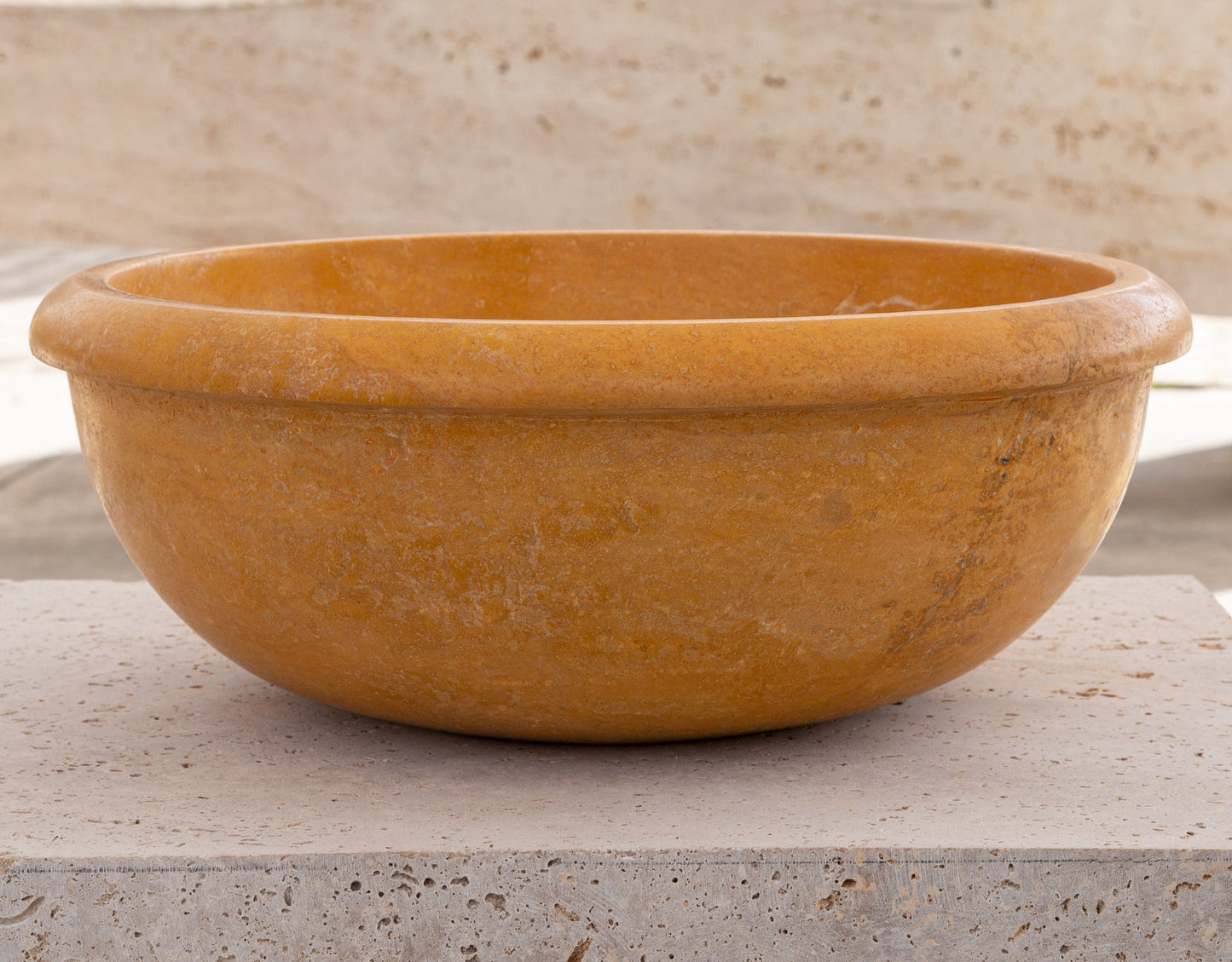 Natural Golden Sienna Natural Stone Vessel Sink Honed and Filled  (D)16" (H)6"