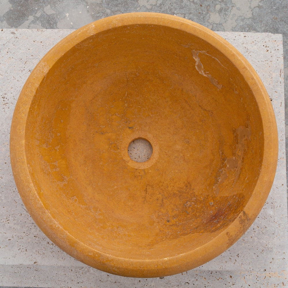 Natural Golden Sienna Natural Stone Vessel Sink Honed and Filled  (D)16" (H)6"