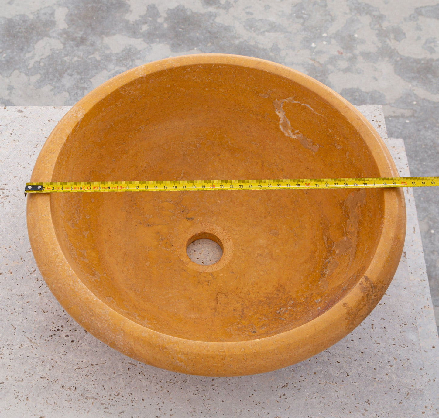 Natural Golden Sienna Natural Stone Vessel Sink Honed and Filled  (D)16" (H)6"