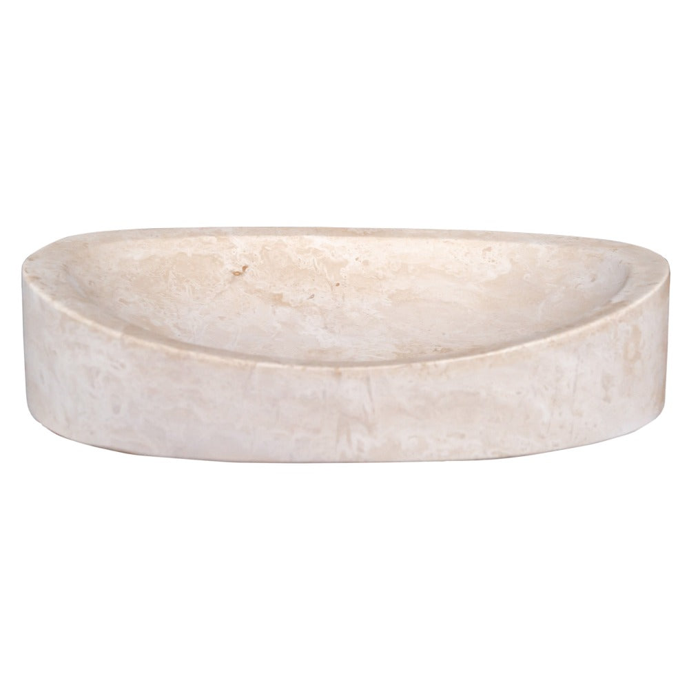 Natural Stone Light Travertine Special Design Vessel Sink Honed and Filled (W)16" (L)21.5" (H)6"