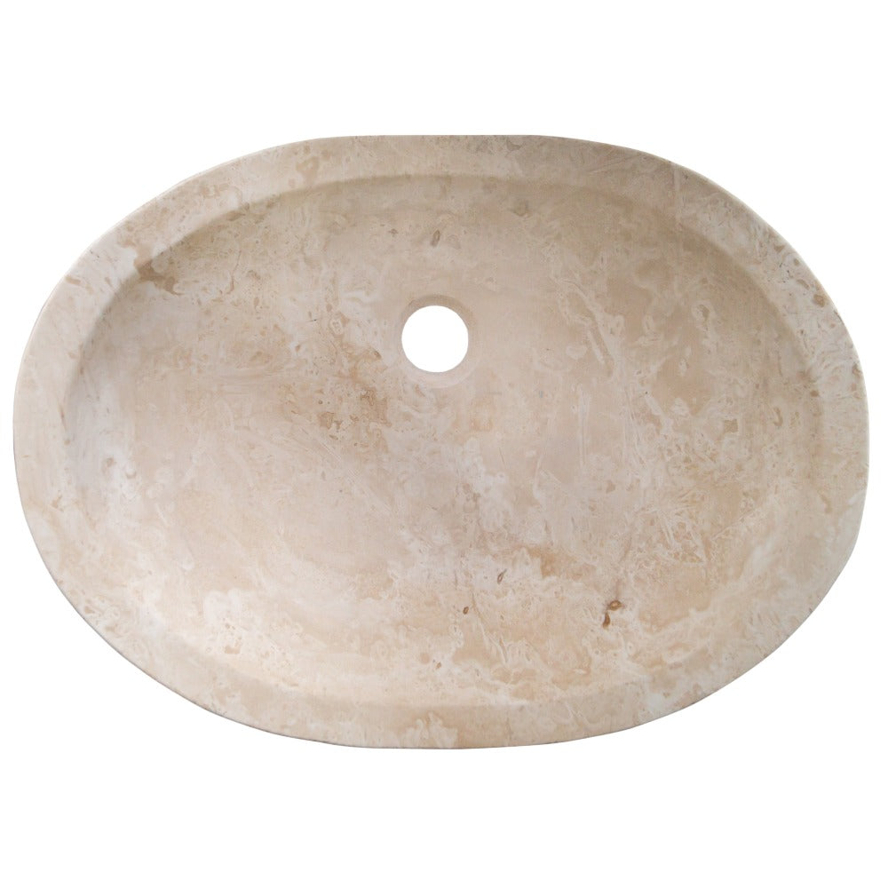 Natural Stone Light Travertine Special Design Vessel Sink Honed and Filled (W)16" (L)21.5" (H)6"