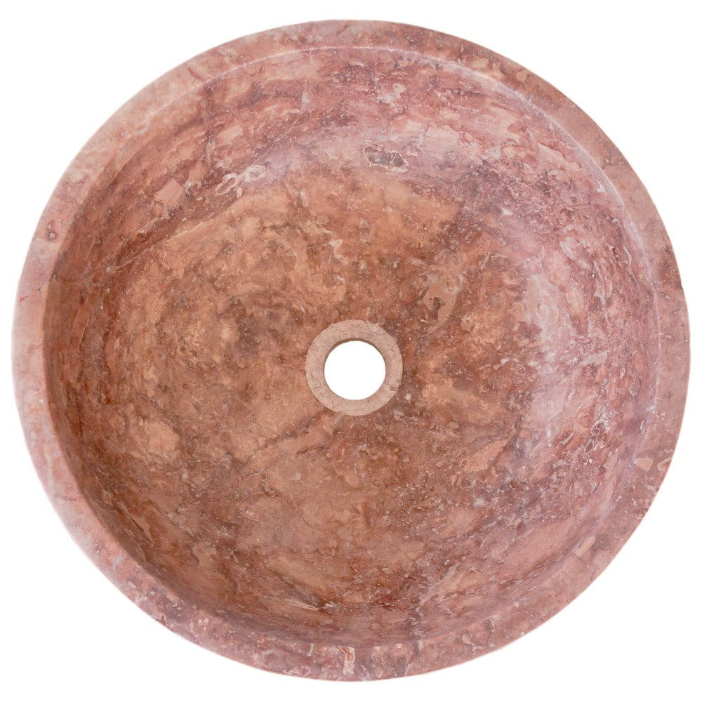 Red Travertine Natural Stone Vessel Sink Honed/Matte (D)16" (H)6"