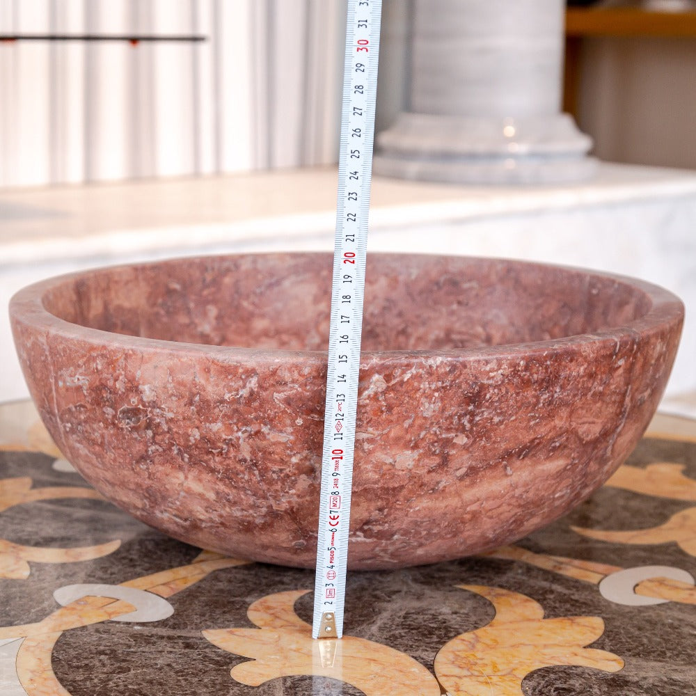 Red Travertine Natural Stone Vessel Sink Honed/Matte (D)16" (H)6"