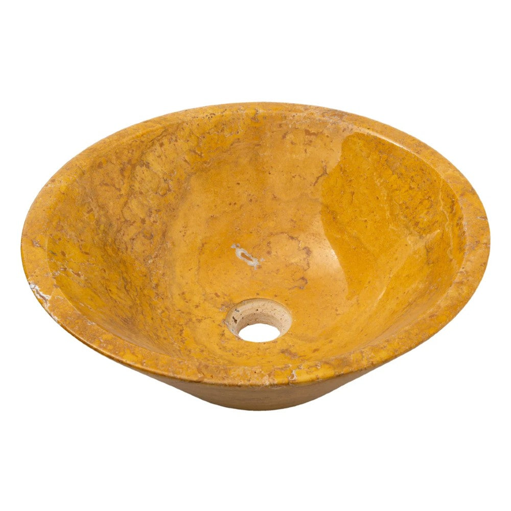 Golden Sienna Travertine V-Shape Tapered Sink Polished  (D)16" (H)6"