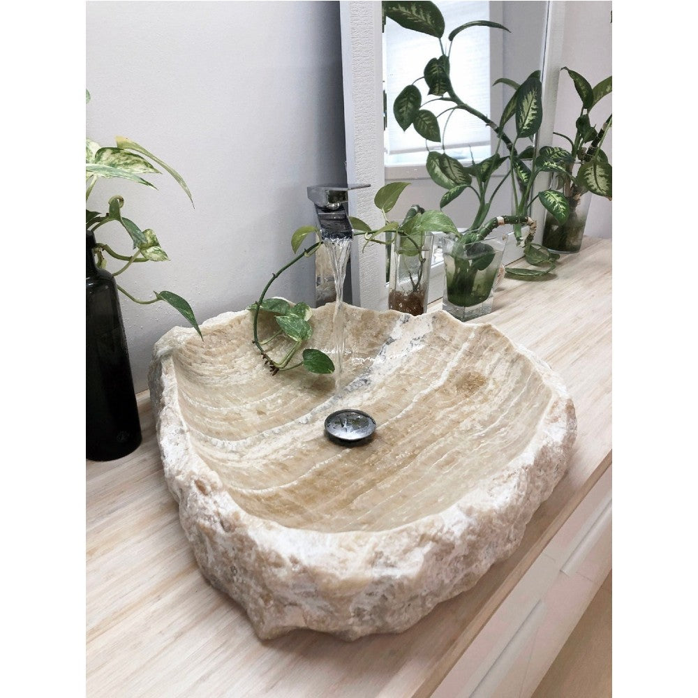 Honey Onyx Translucent Natural Stone Vessel Sink   (W)19" (L)19" (H)5"