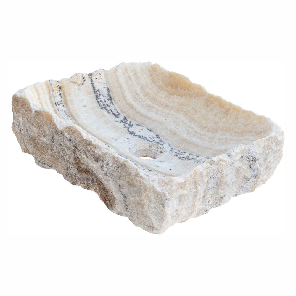 Honey Onyx Rustic Natural Stone Vessel Sink (W)13" (L)16" (H)5.5"