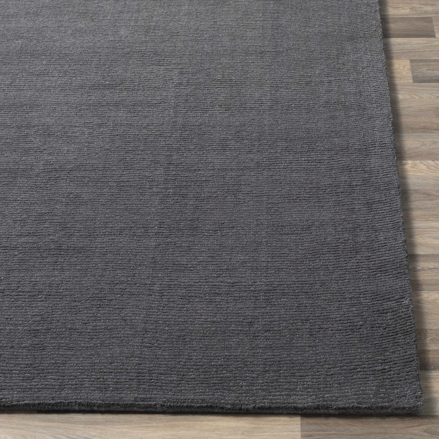 Brockton Solid Black Wool Rug