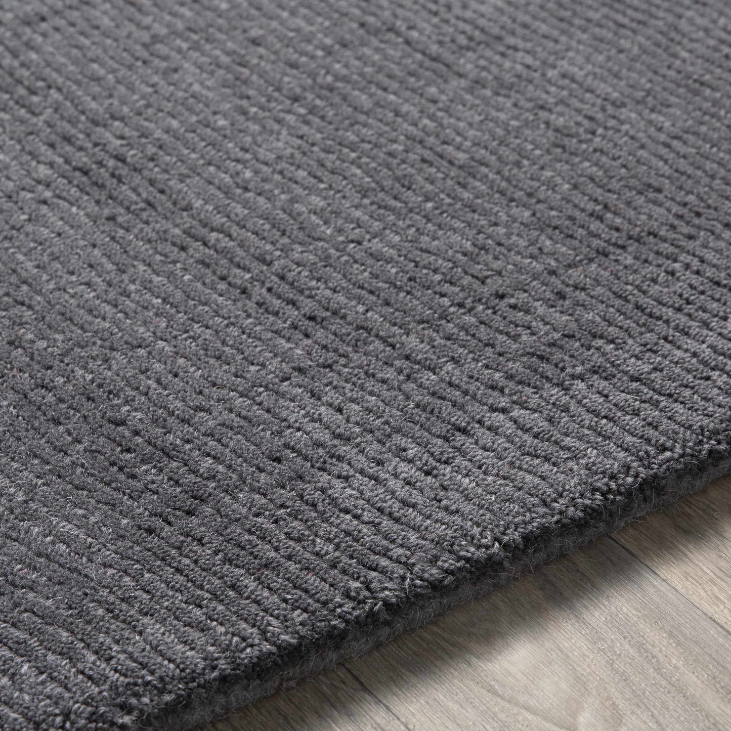 Brockton Solid Black Wool Rug