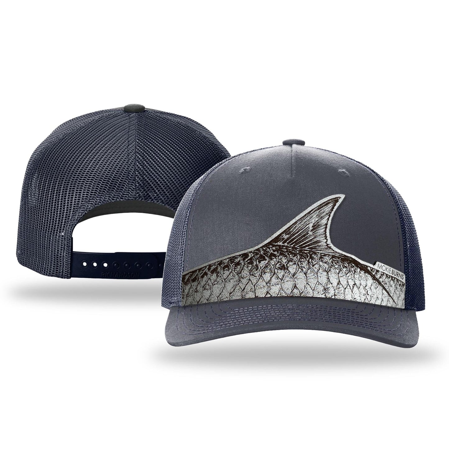 Tarpon Roll Trucker Hat - Mid Profile - Carbon Blue + Silver Patch