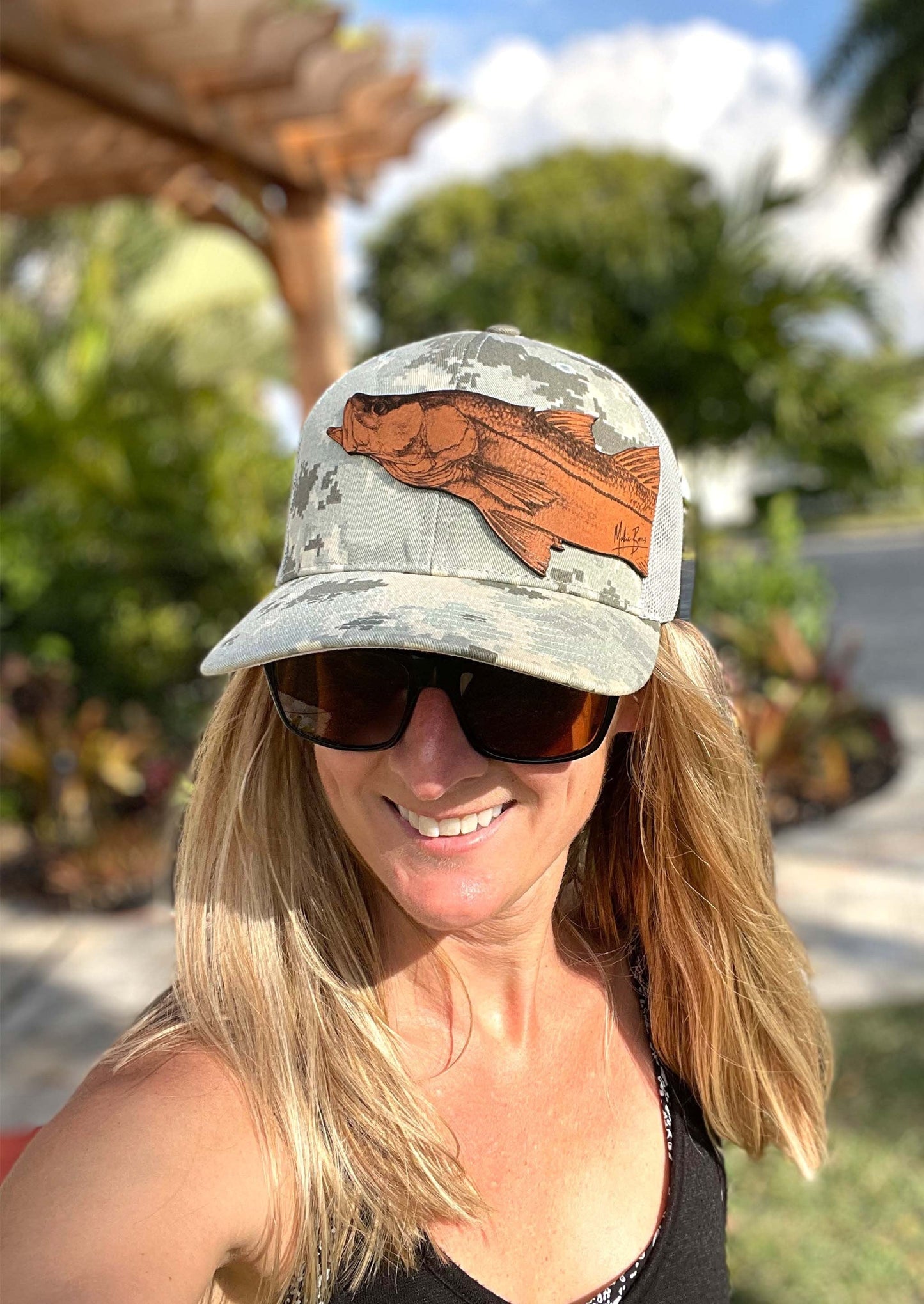 Snook Trucker Hat - Digital Khaki Camo - Mid Profile