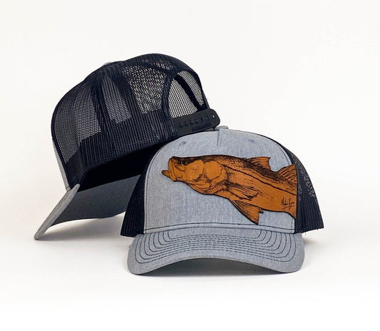 Snook Trucker Hat - Heather Grey/Black - Mid Profile