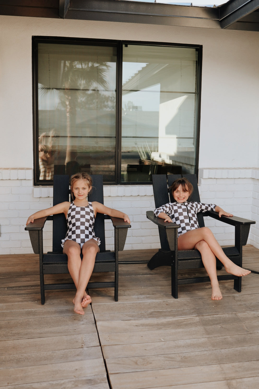 Black Checkerboard |  Sleeveless Swimsuit