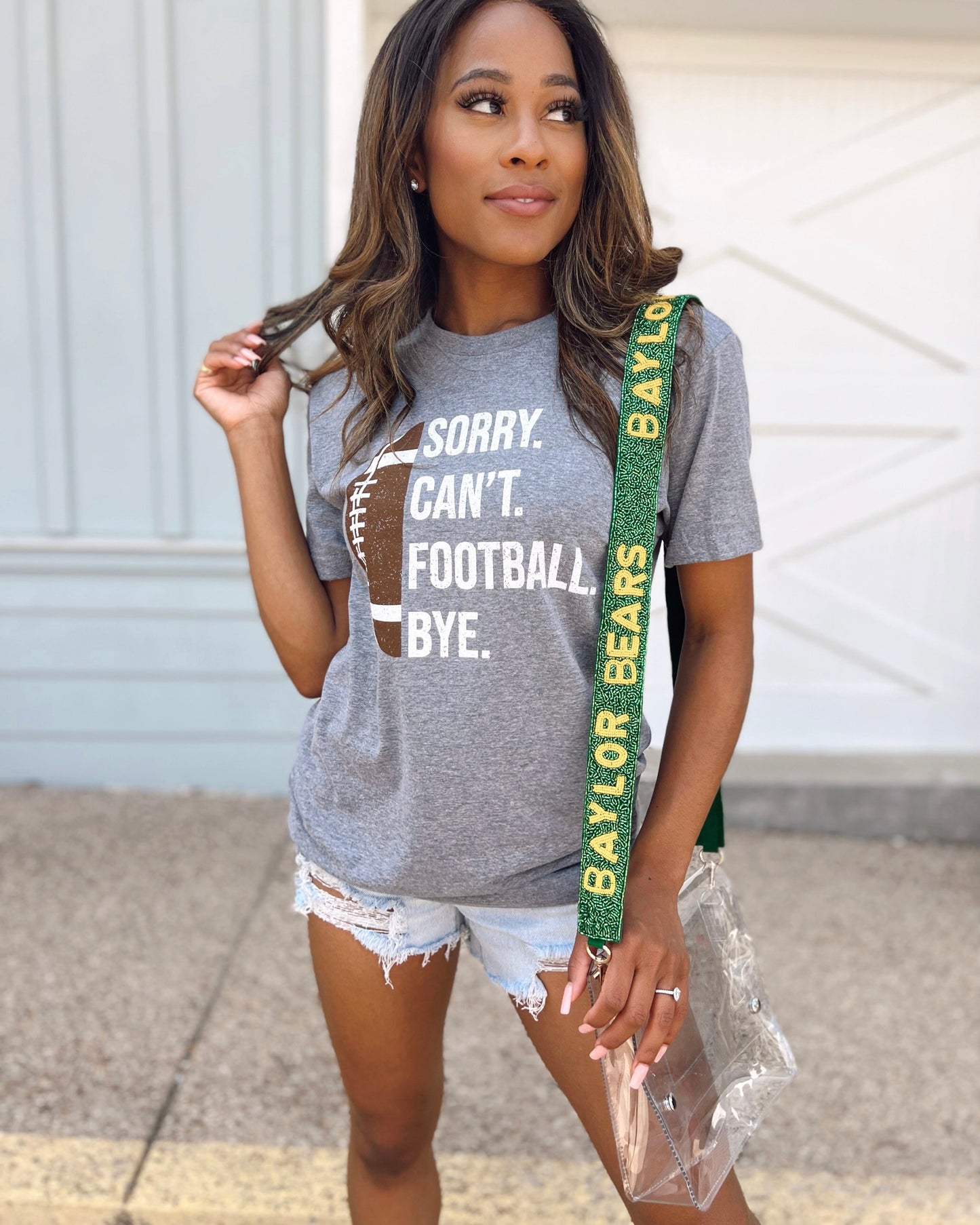 Gray Sorry. Can’t. FOOTBALL. Bye. Unisex Comfy Tee