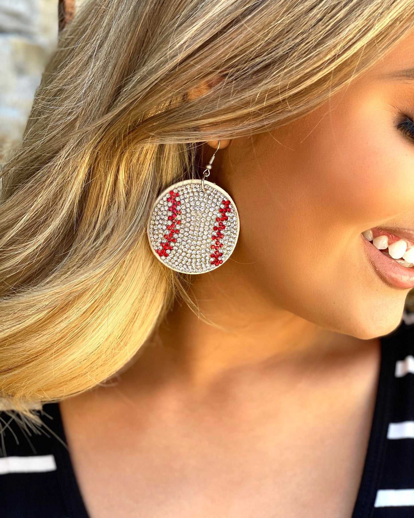 Softball Suede Crystal Game Day Earrings