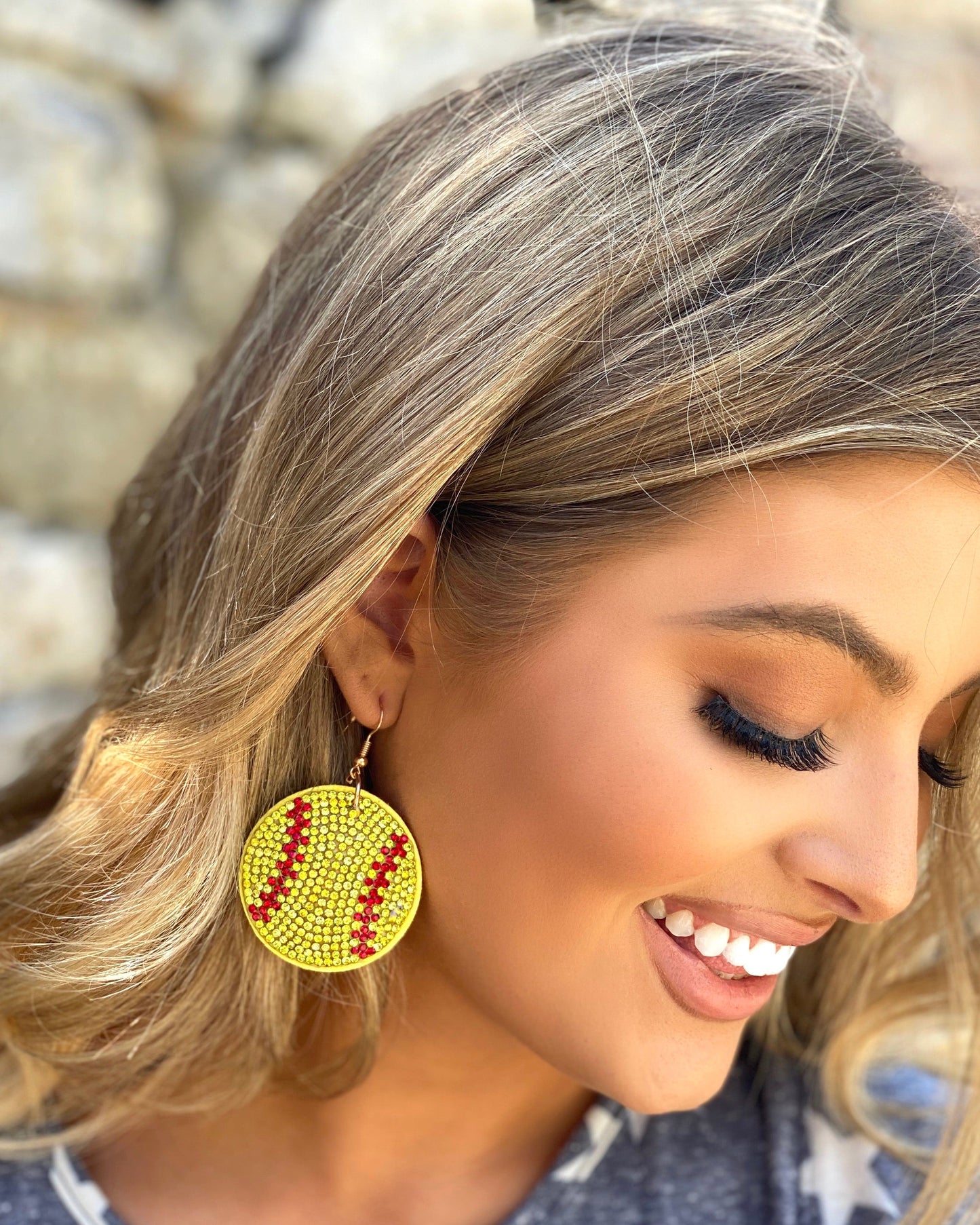 Softball Suede Crystal Game Day Earrings