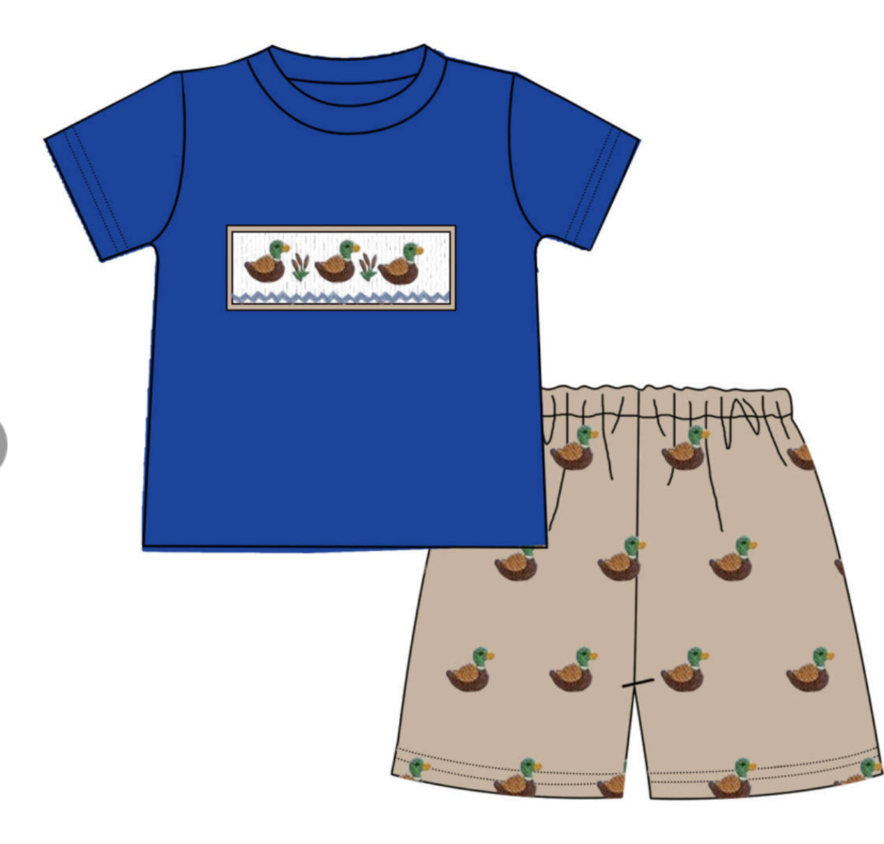 Smocked Mallard Shorts Set