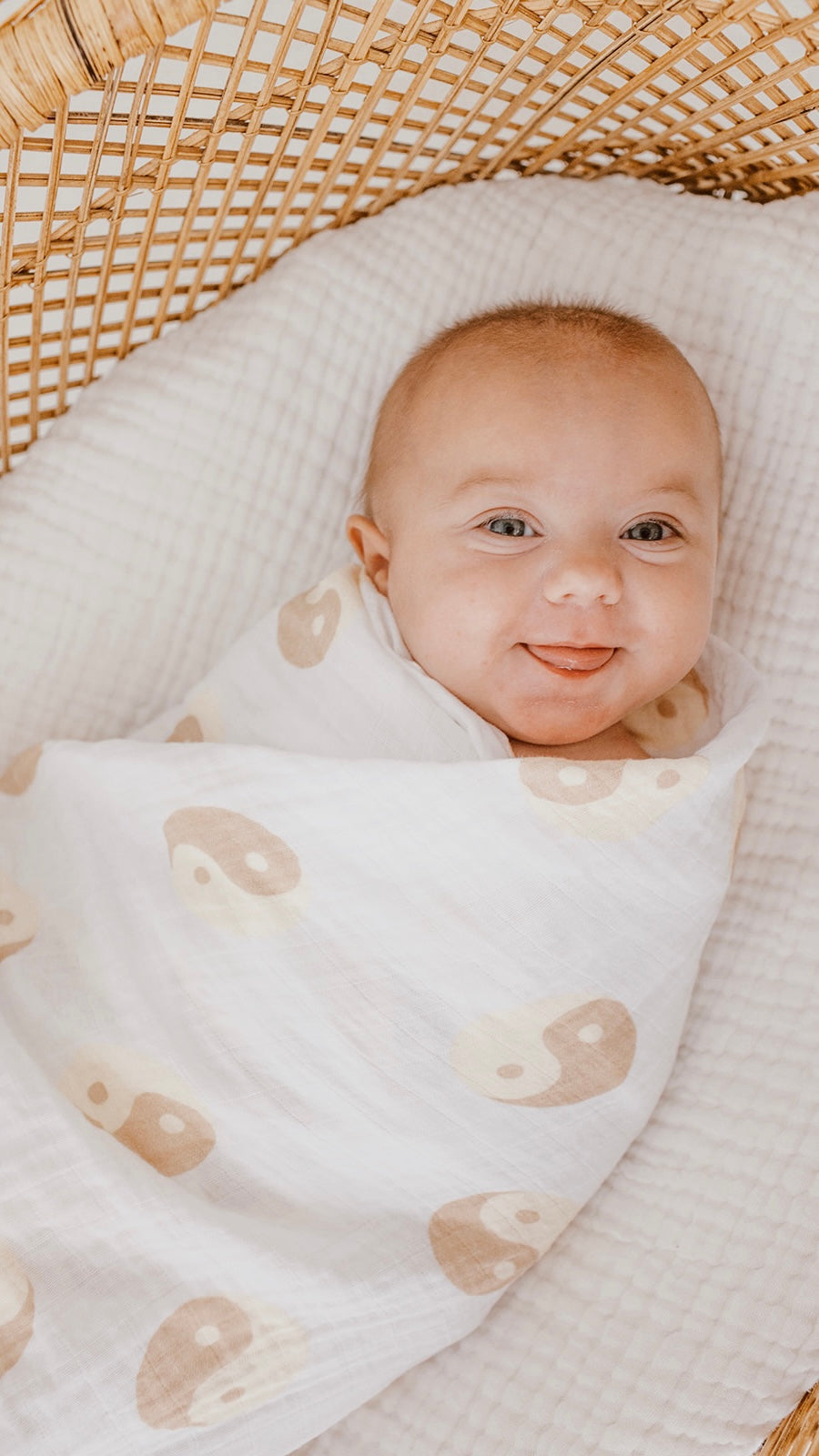 Muslin Swaddle | Tan & White Yin Yang