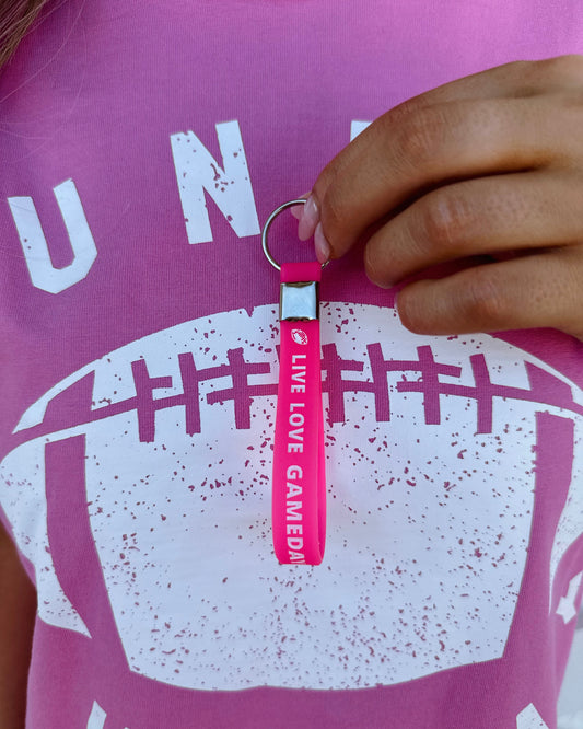 Live Love Gameday® Football Pink Silicone KEYCHAIN