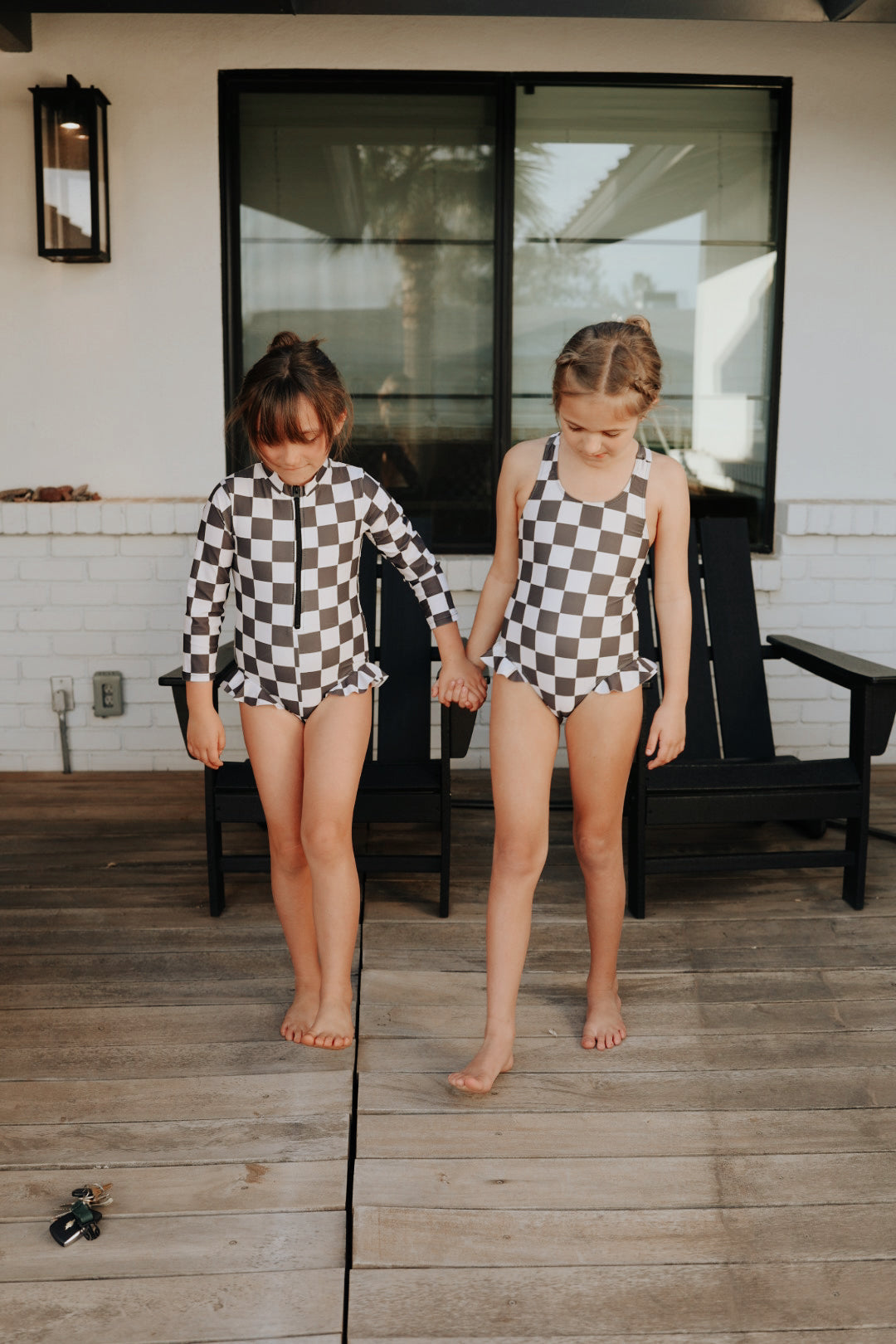 Black Checkerboard |  Sleeveless Swimsuit