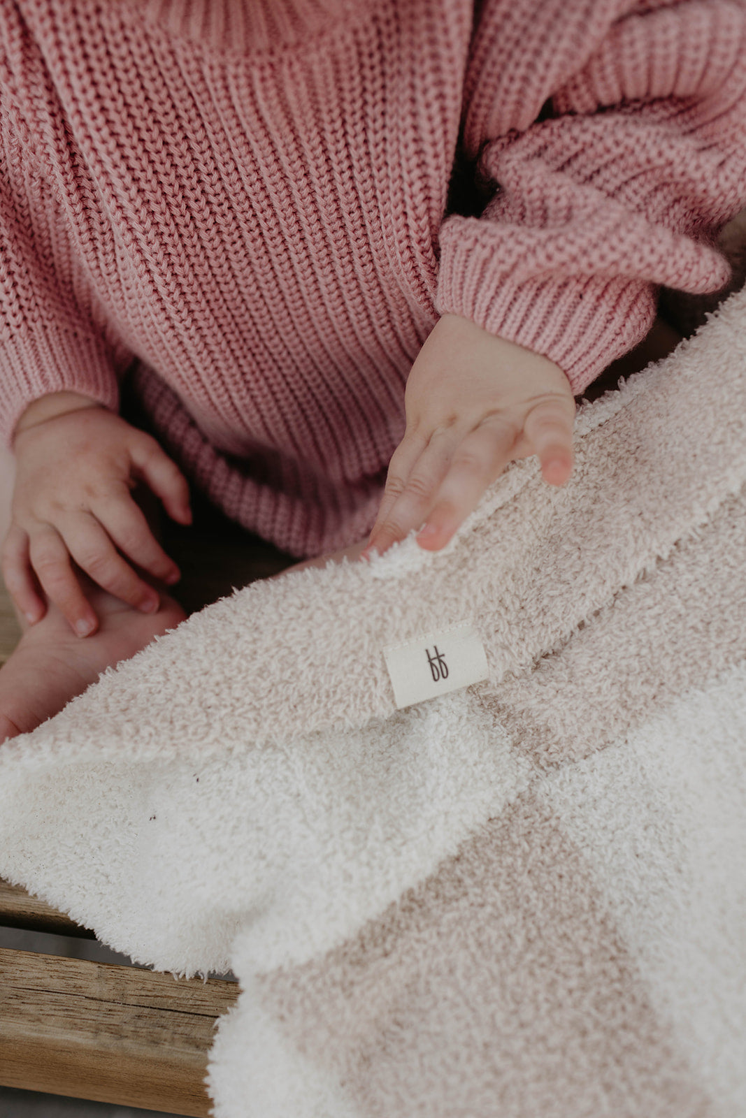 Taupe and White Checker Board | Plush Blanket