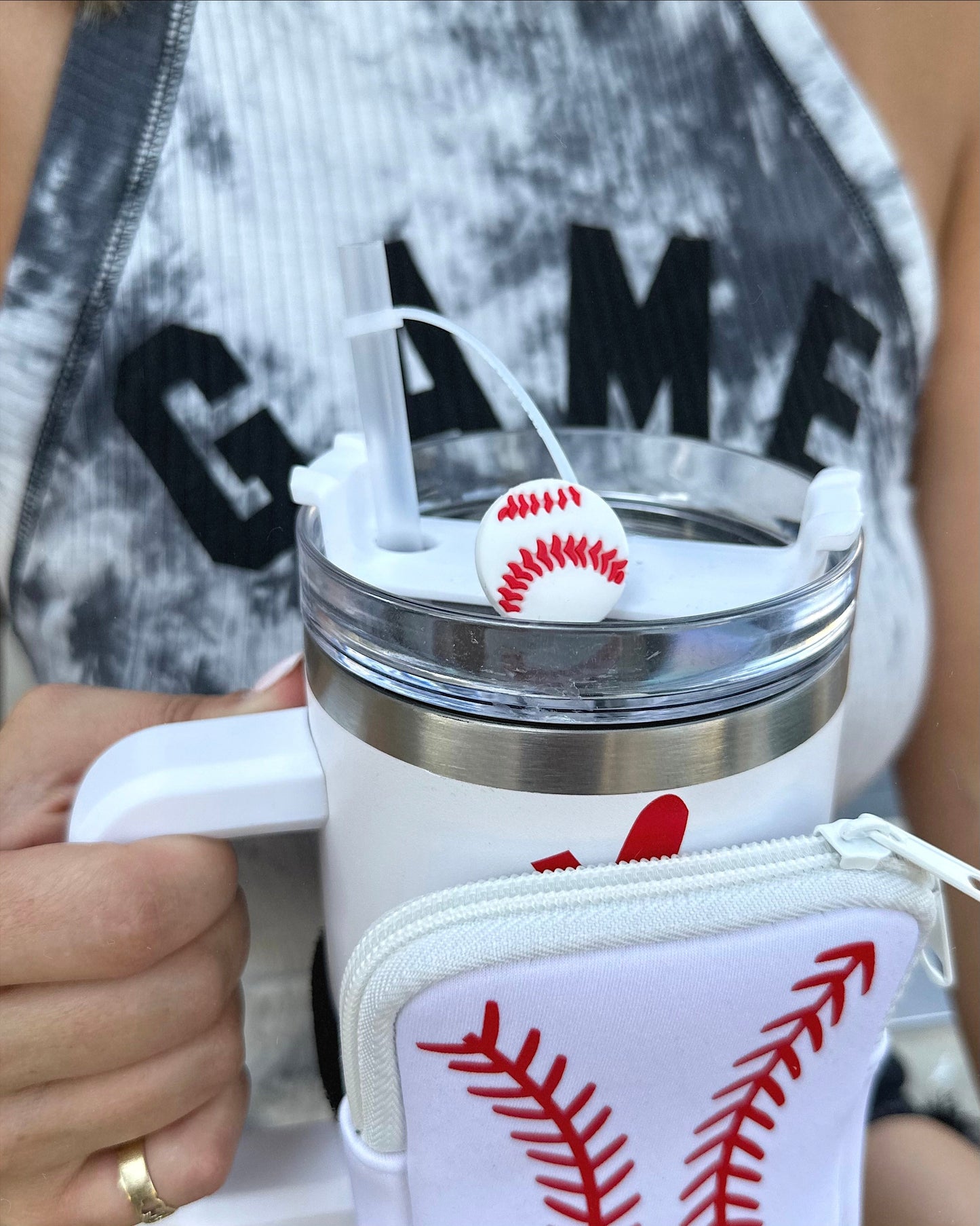 Baseball Tumbler Straw Topper