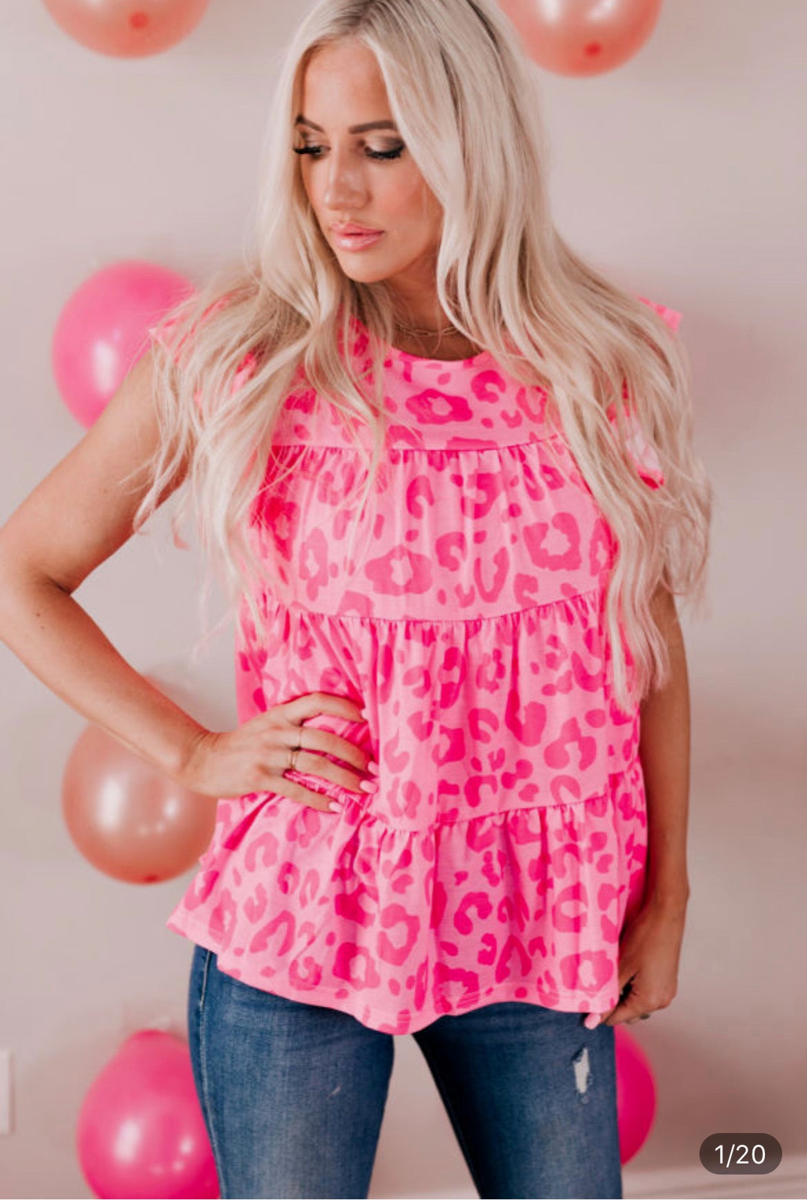 Pink Leopard Babydoll Top