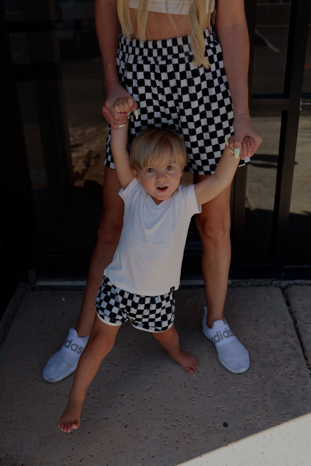 Women's Terry Shorts  | Black + White Checkerboard