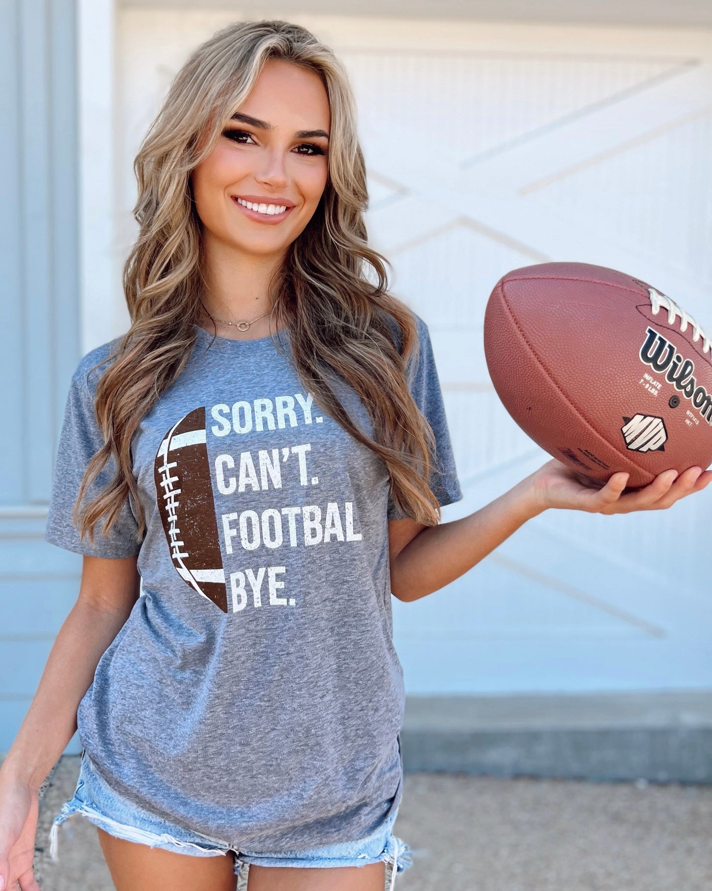 Gray Sorry. Can’t. FOOTBALL. Bye. Unisex Comfy Tee