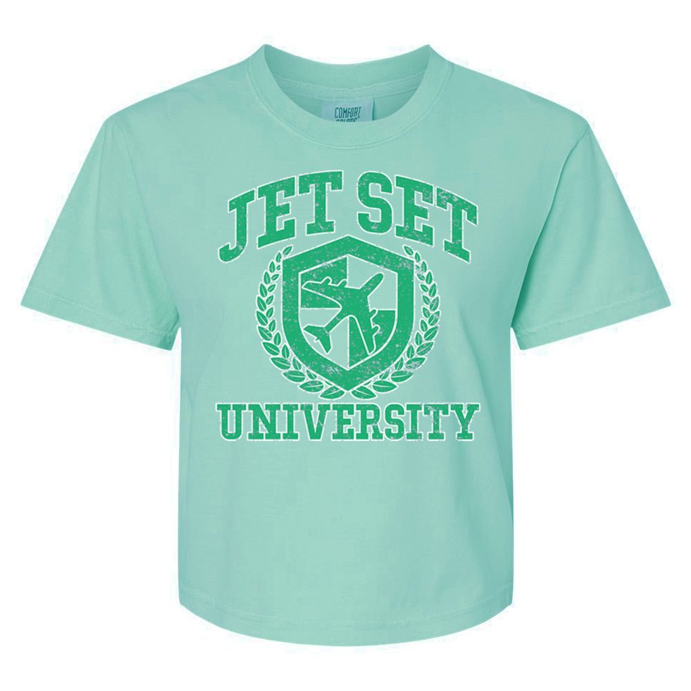 'Jet Set University' Boxy T-Shirt