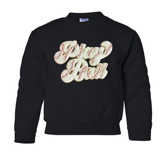 Kids Play Ball Letter Patch Crewneck Sweatshirt