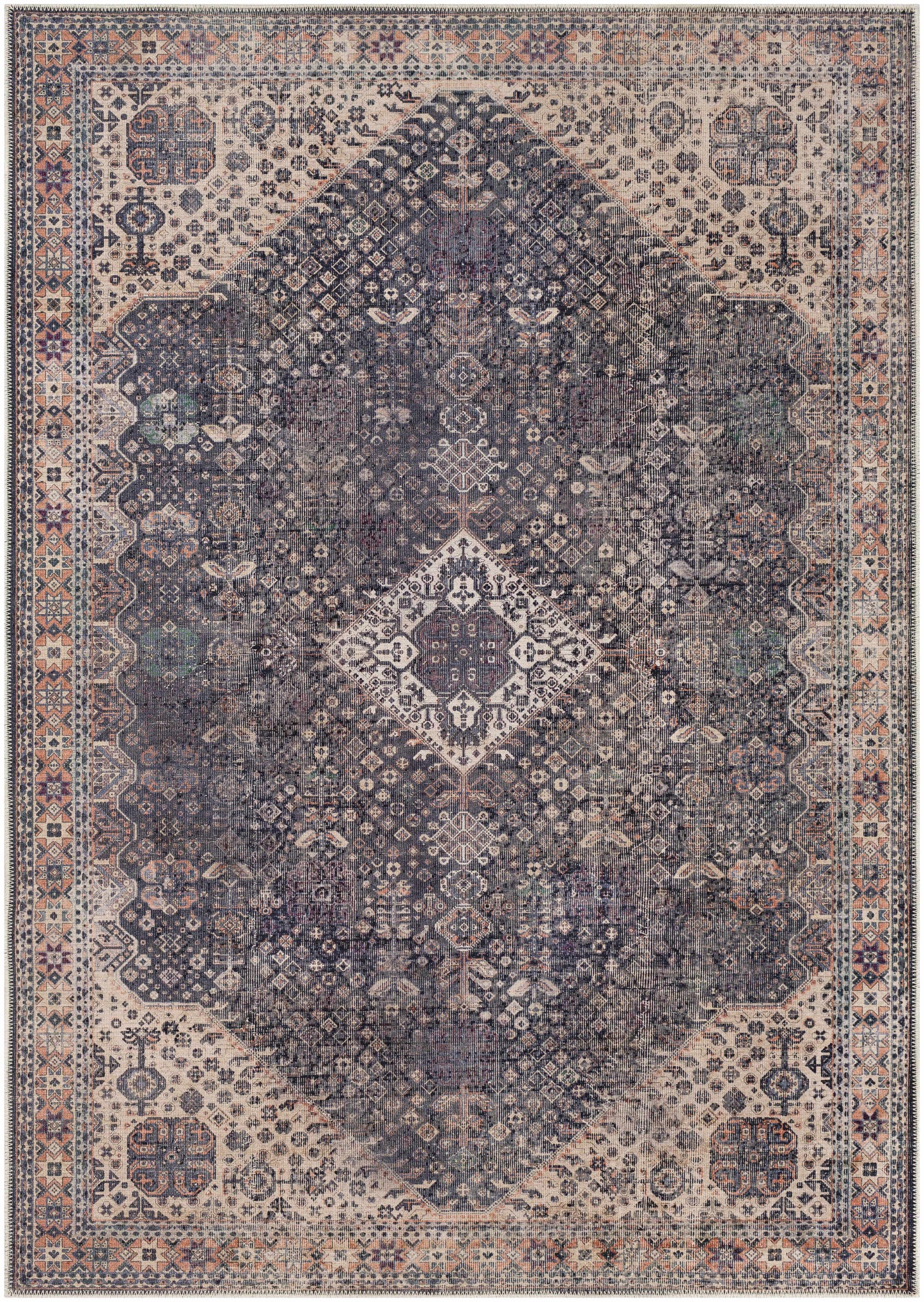 Kittrell Brown Medallion Washable Rug