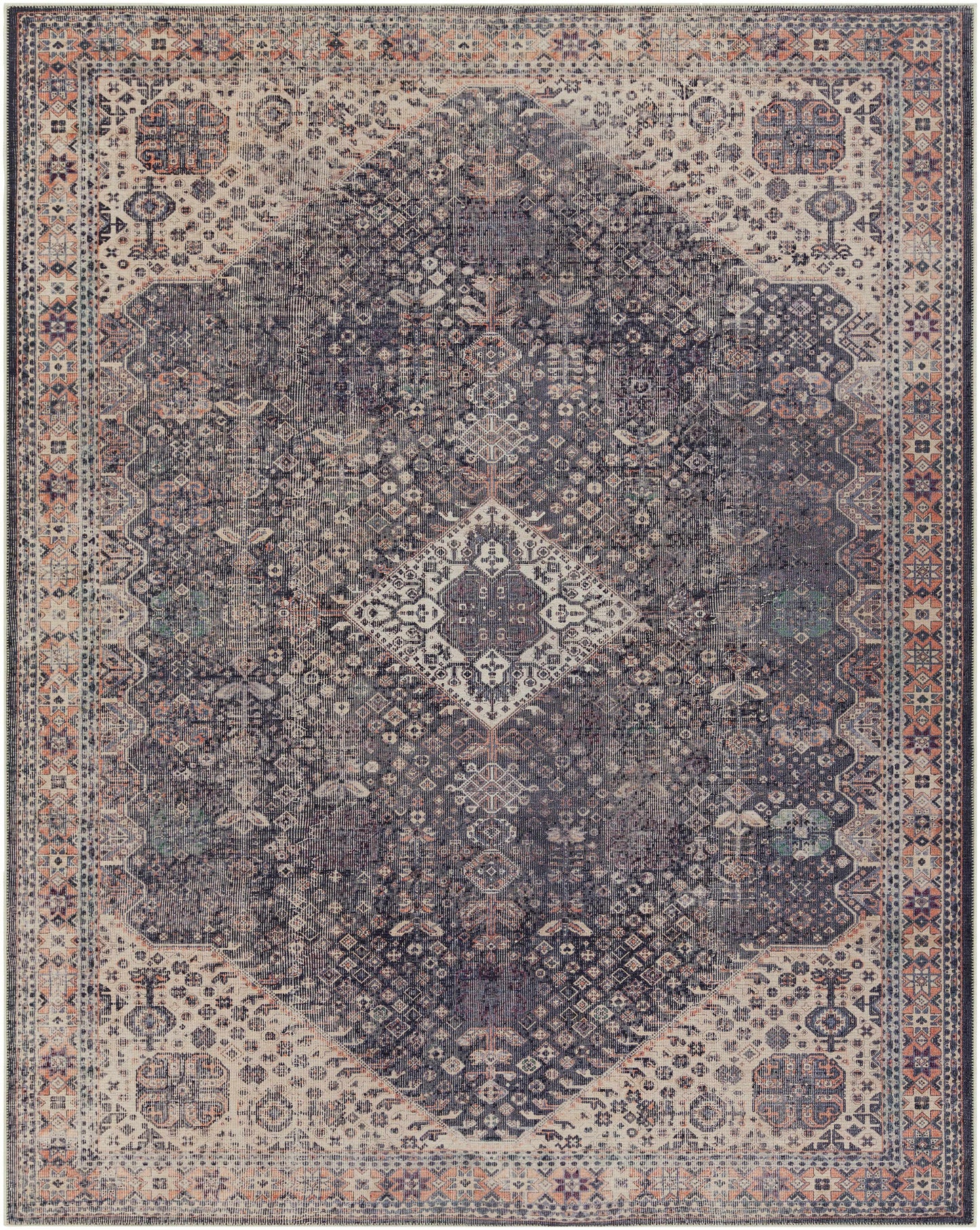 Kittrell Brown Medallion Washable Rug