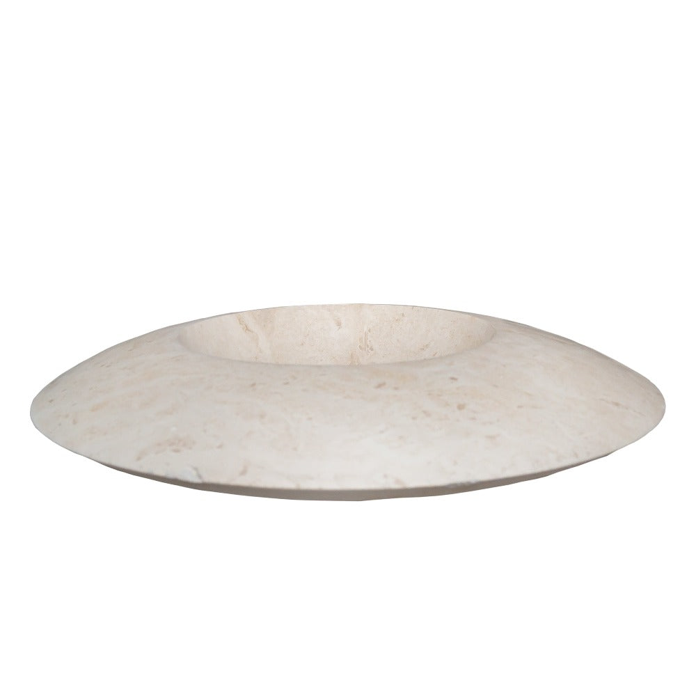 Light Travertine Natural Stone UFO Shape Sink Honed and Filled (D)21" (H)6"