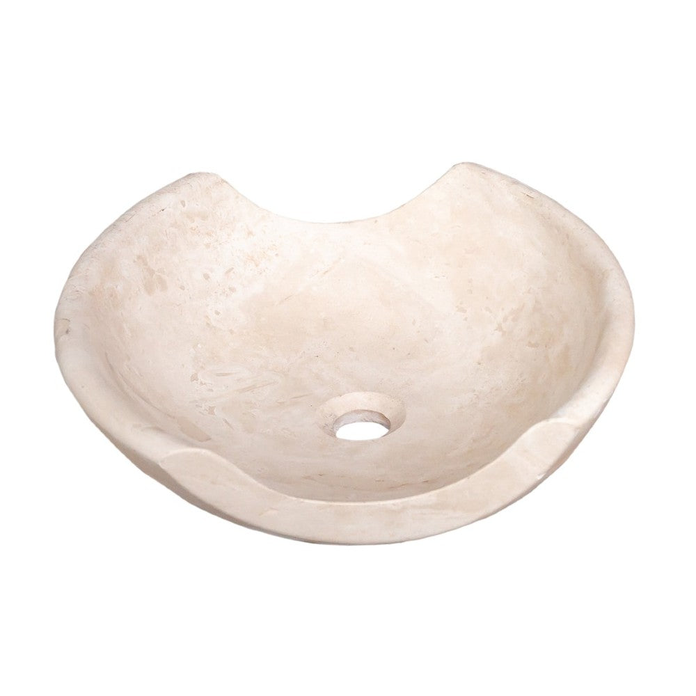 Light Beige Travertine Natural Stone Special Bowl Vessel Sink   (W)16" (L)16" (H)6"