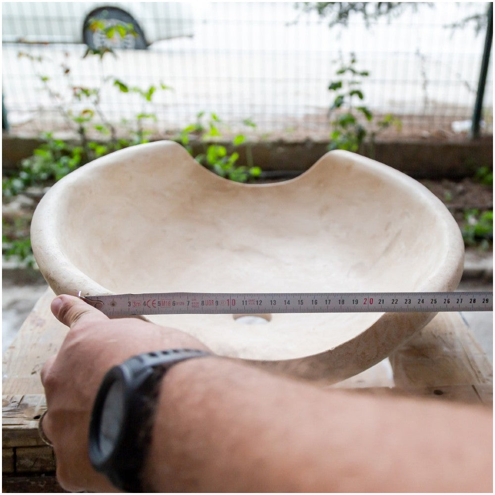 Light Beige Travertine Natural Stone Special Bowl Vessel Sink   (W)16" (L)16" (H)6"