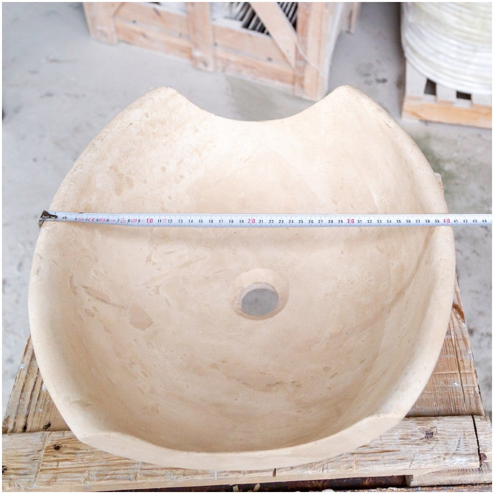 Light Beige Travertine Natural Stone Special Bowl Vessel Sink   (W)16" (L)16" (H)6"