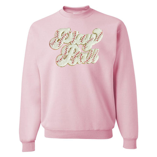 Play Ball Letter Patch Crewneck Sweatshirt