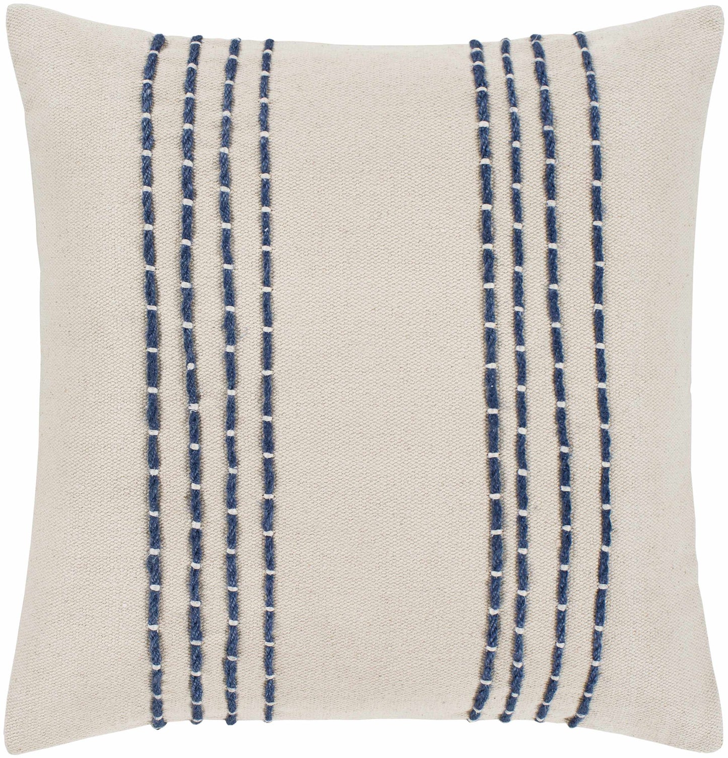 Listie Beige Navy Striped Accent Pillow