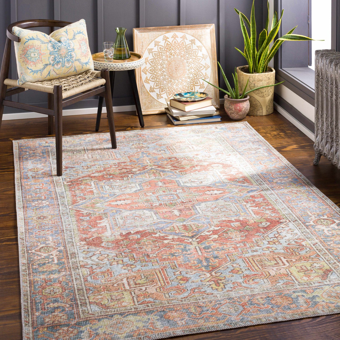 Rust Maayon Washable Rug