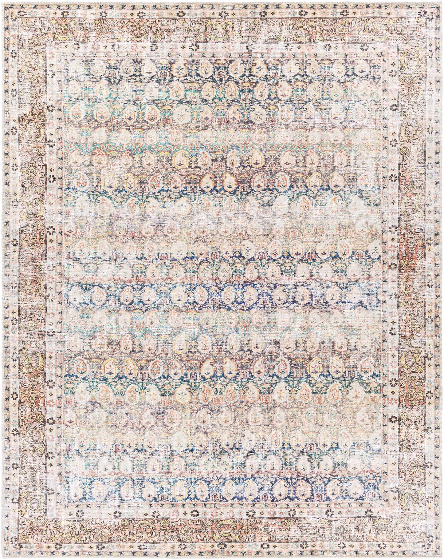 Rust Maligaya Distressed Washable Area Rug - Clearance